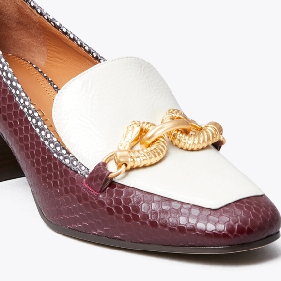 TORY BURCH Jessa Chunky Horsebit  Hardware Heeled Loafer Academia Preppy 8.5 - Picture 2 of 15